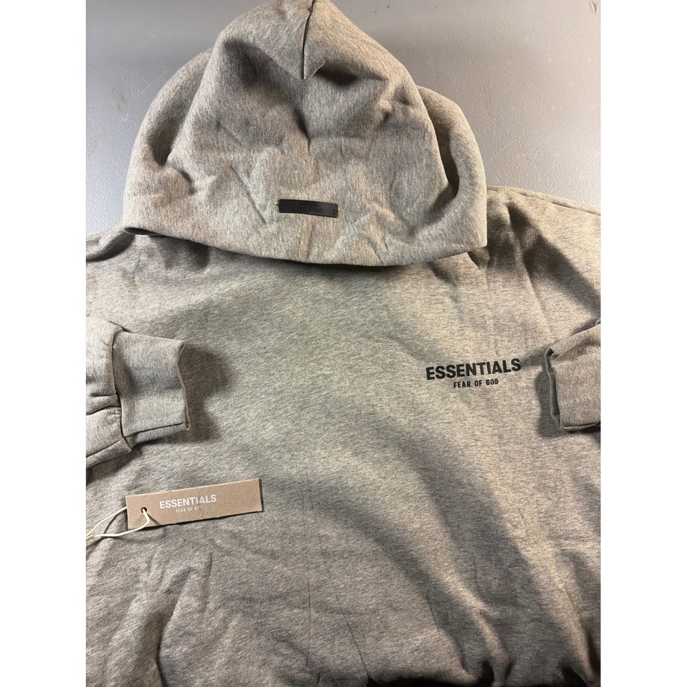 Essentials Fear of God Hoodie Mens Size L Heather Grey Oversized Fleece Pullover